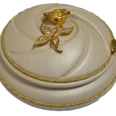 Round Trinket Box Gold Rose