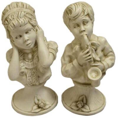 Plaster Boy & Girl Figurines